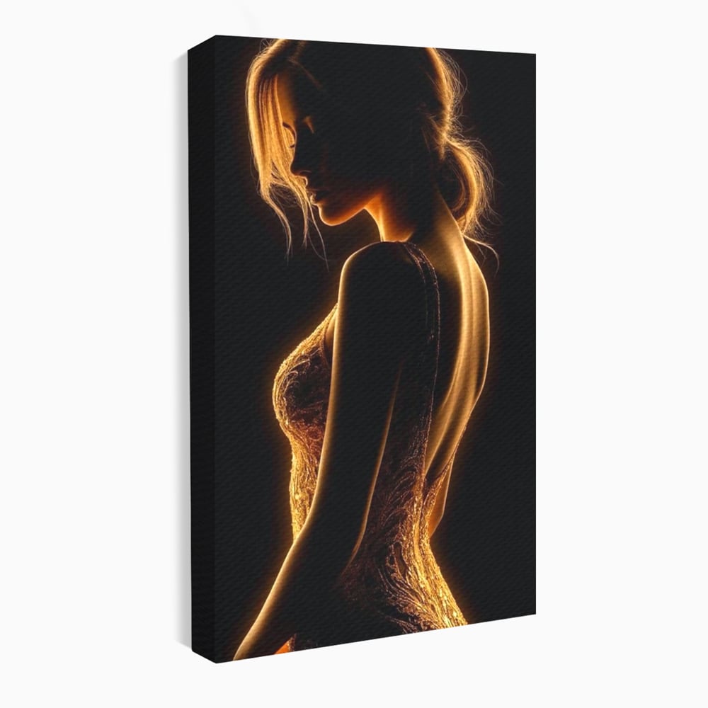 Tablou canvas cu tablou canvas cu silueta feminina, fara rama, pe sasiu de lemn